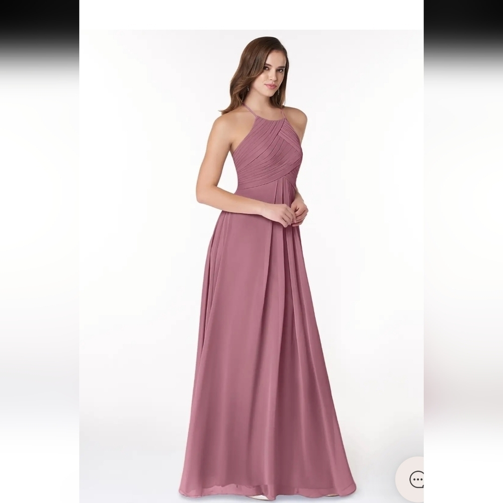 Azazie Womens Vintage Mauve Ginger Halter Pleated Formal Bridesmaid Prom Dress10